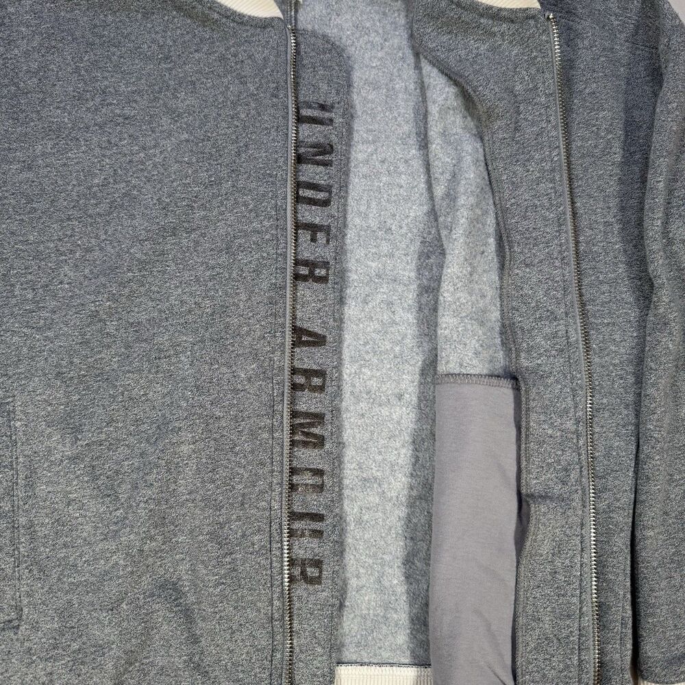Under Armour Women's Retro Threadborne Track Jacket Gray White Trim Full Zip - Picture 3 of 7